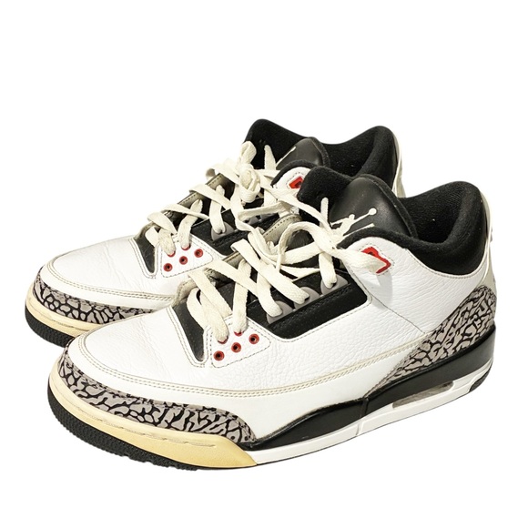Air Jordan 3 Retro Infrared 23 White Leather Grey Suede Low Top Sneakers Men 9.5